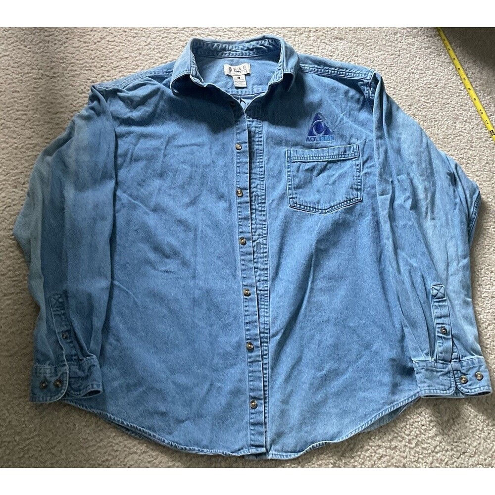 Vintage Denim AOL Button Down Shirt Sz L
